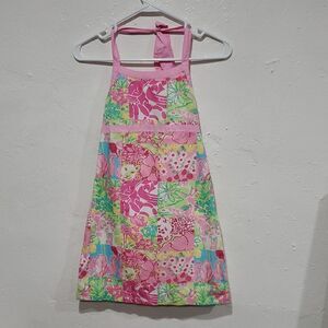 Vintage Lilly Pulitzer Colorful Patchwork Halter Dress Kids Size 10